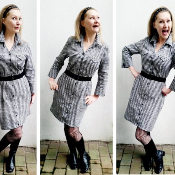 Refashioned Vintage Gingham Coat Dress (M/L) - Picture 5 of 7